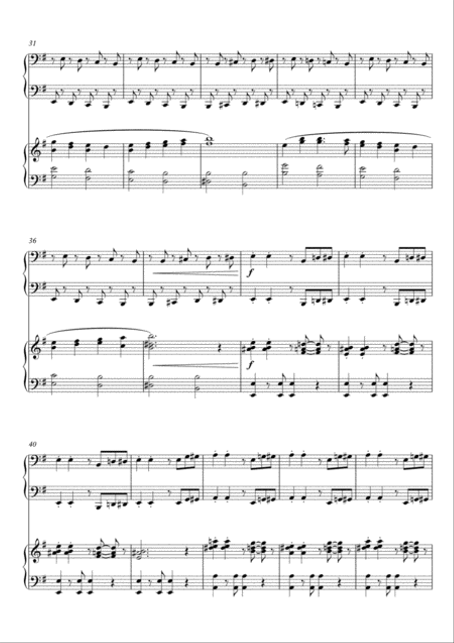 Joy to the World - funky!, fun carol variations for 2 pianos 4 hands 2 Pianos, 4-Hands scores gallery preview page 3