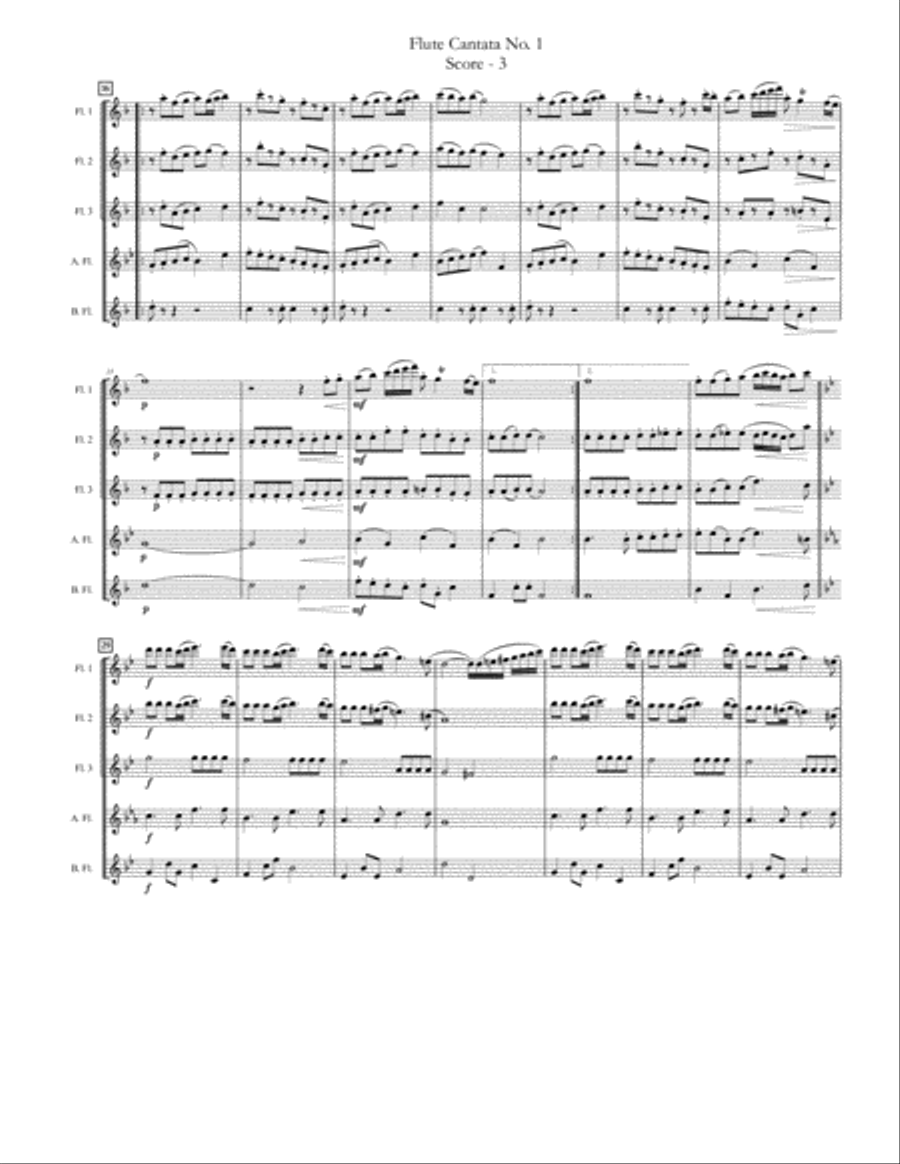 Cantata No. 1 for Flute Quartet or Ensemble Flute Quartet scores gallery preview page 3
