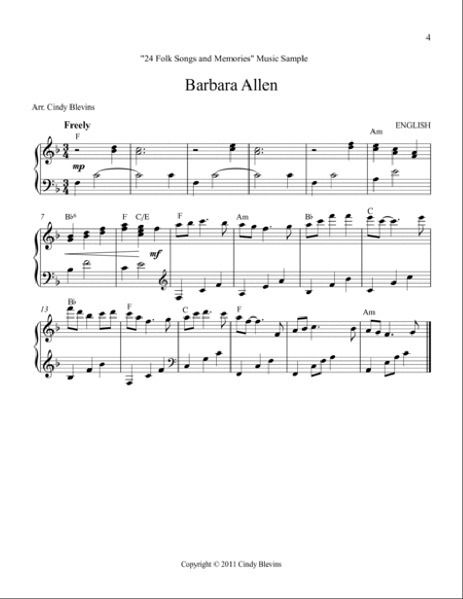 24 Folk Songs and Memories, for Lever or Pedal Harp Pedal Harp scores gallery preview page 5