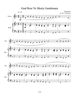 God Rest Ye Merry Gentlemen (Violin Solo) with optional piano accompaniment