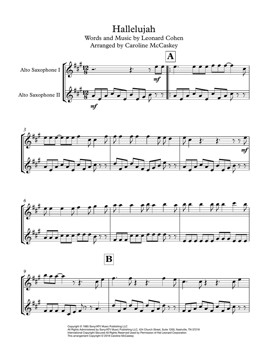 Hallelujah Woodwind Duet scores gallery preview page 2