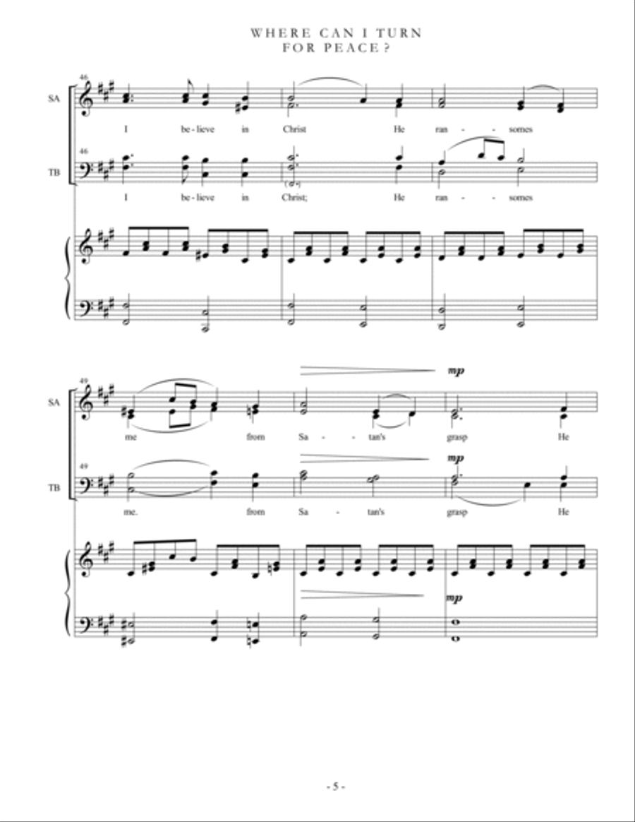 Where Can I Turn for Peace 4-Part scores gallery preview page 5
