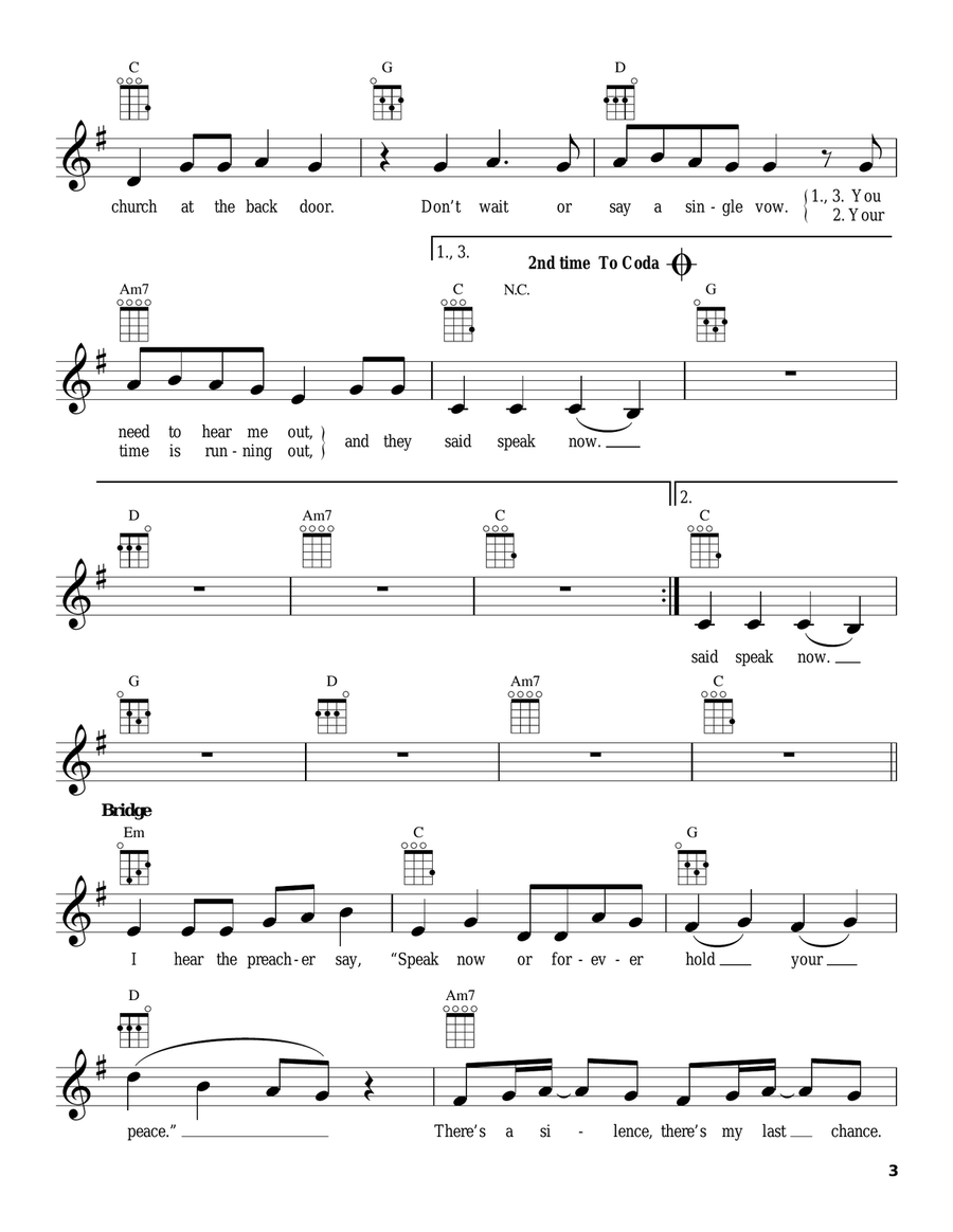 Speak Now Ukulele scores gallery preview page 3
