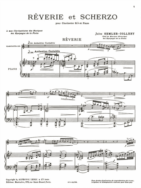 Reverie And Scherzo, For Clarinet And Piano