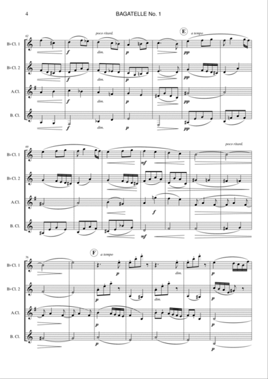 Bagatelle from 5 Bagatelles for Harmonium and Sting Trio, Op. 47 Clarinet Quartet scores gallery preview page 4