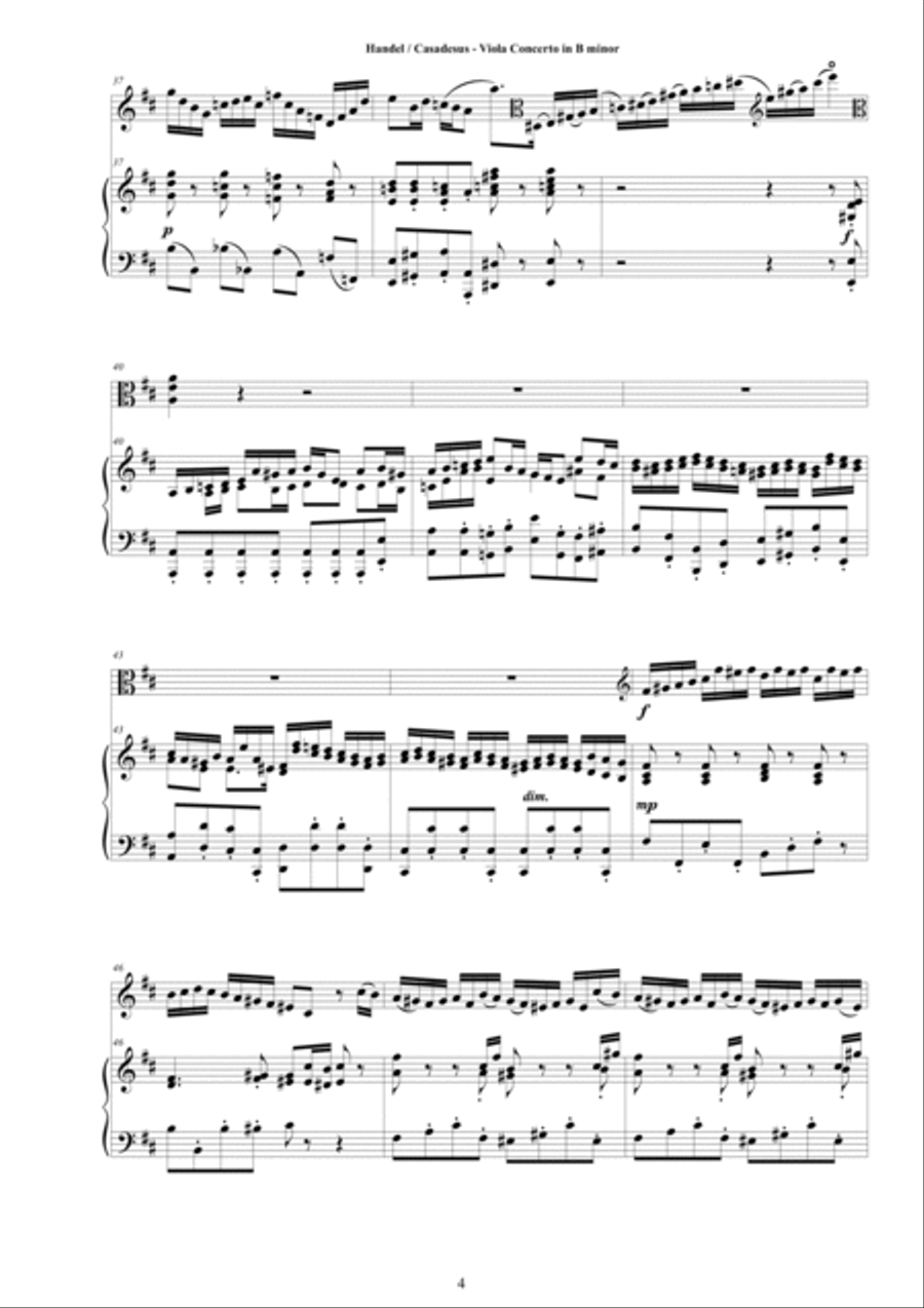 Handel-Casadesus - Viola Concerto in B minor for Viola and Piano Piano scores gallery preview page 4