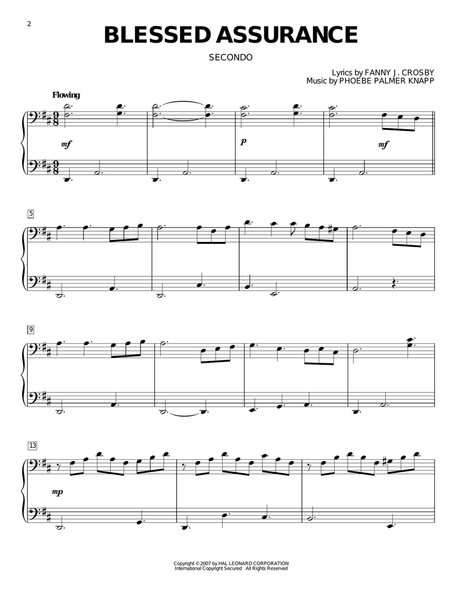 Blessed Assurance (arr. Larry Moore) Piano Duet scores gallery preview page 1