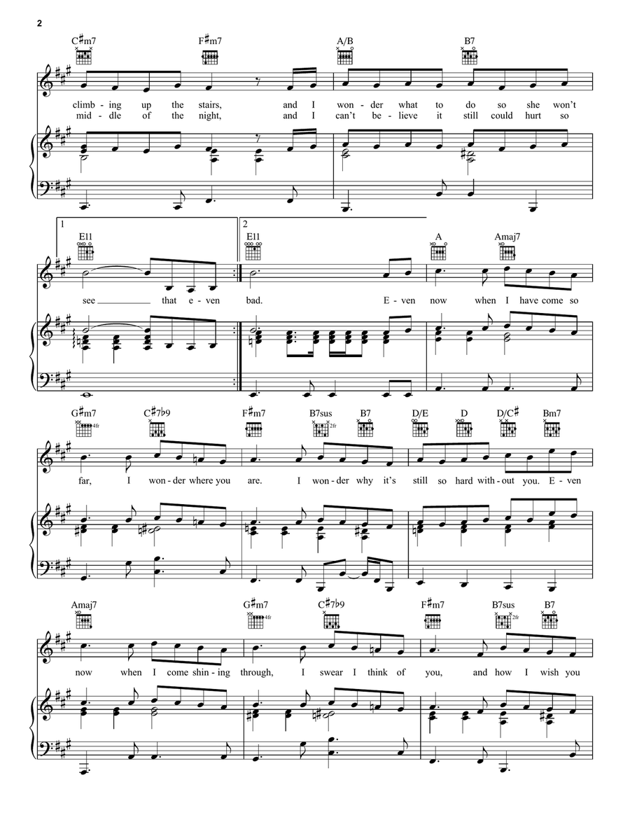 Even Now Piano, Vocal, Guitar scores gallery preview page 2