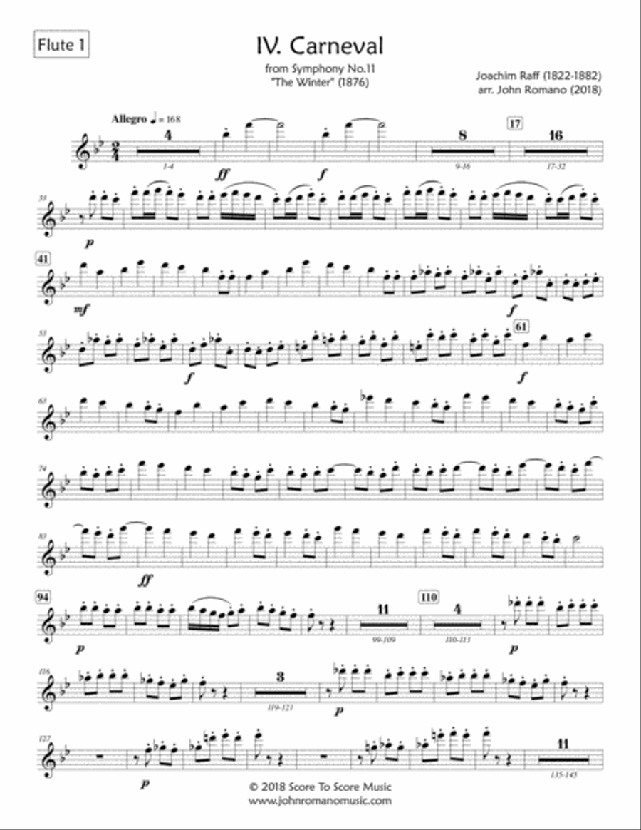 Joachim Raff - Winter Symphony Mvt.4 (Carnival) - PARTS ONLY Concert Band scores gallery preview page 5