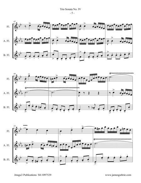 BACH: Trio Sonata No. 4 BWV 528 for Flute Trio image number null