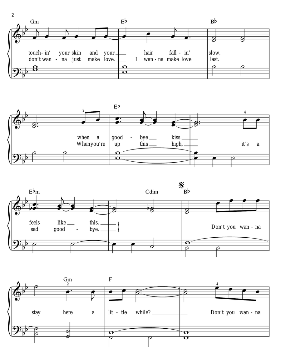 Don't You Wanna Stay Easy Piano scores gallery preview page 2