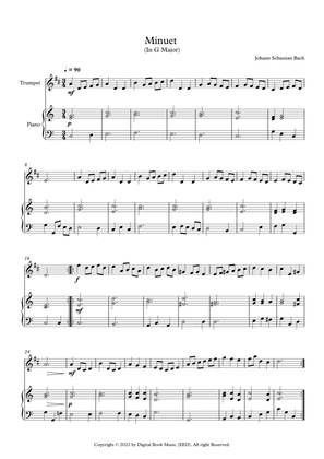 Book cover for Minuet (In G Major) - Johann Sebastian Bach (Trumpet + Piano)