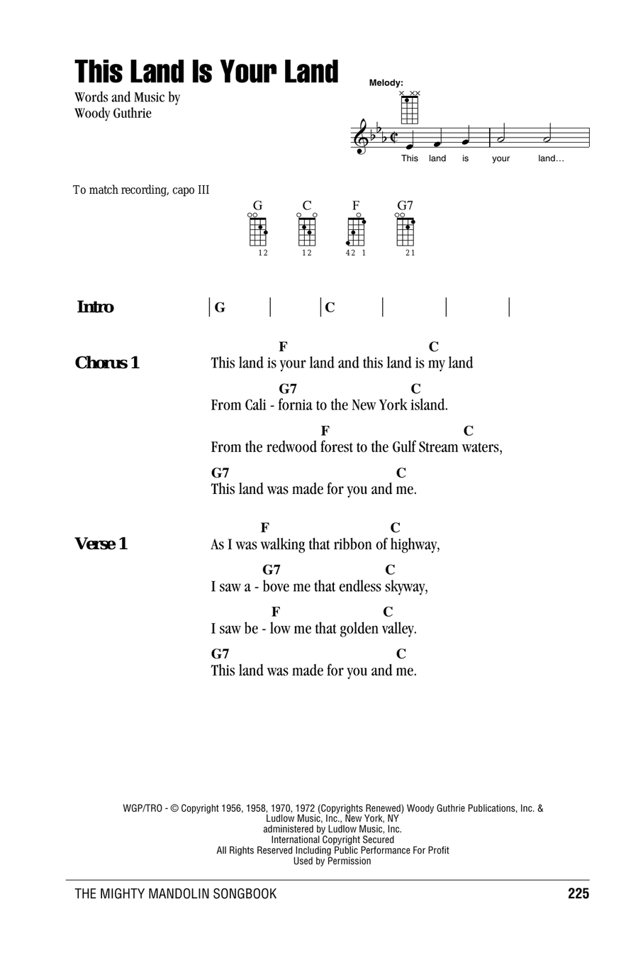 This Land Is Your Land Mandolin scores gallery preview page 1