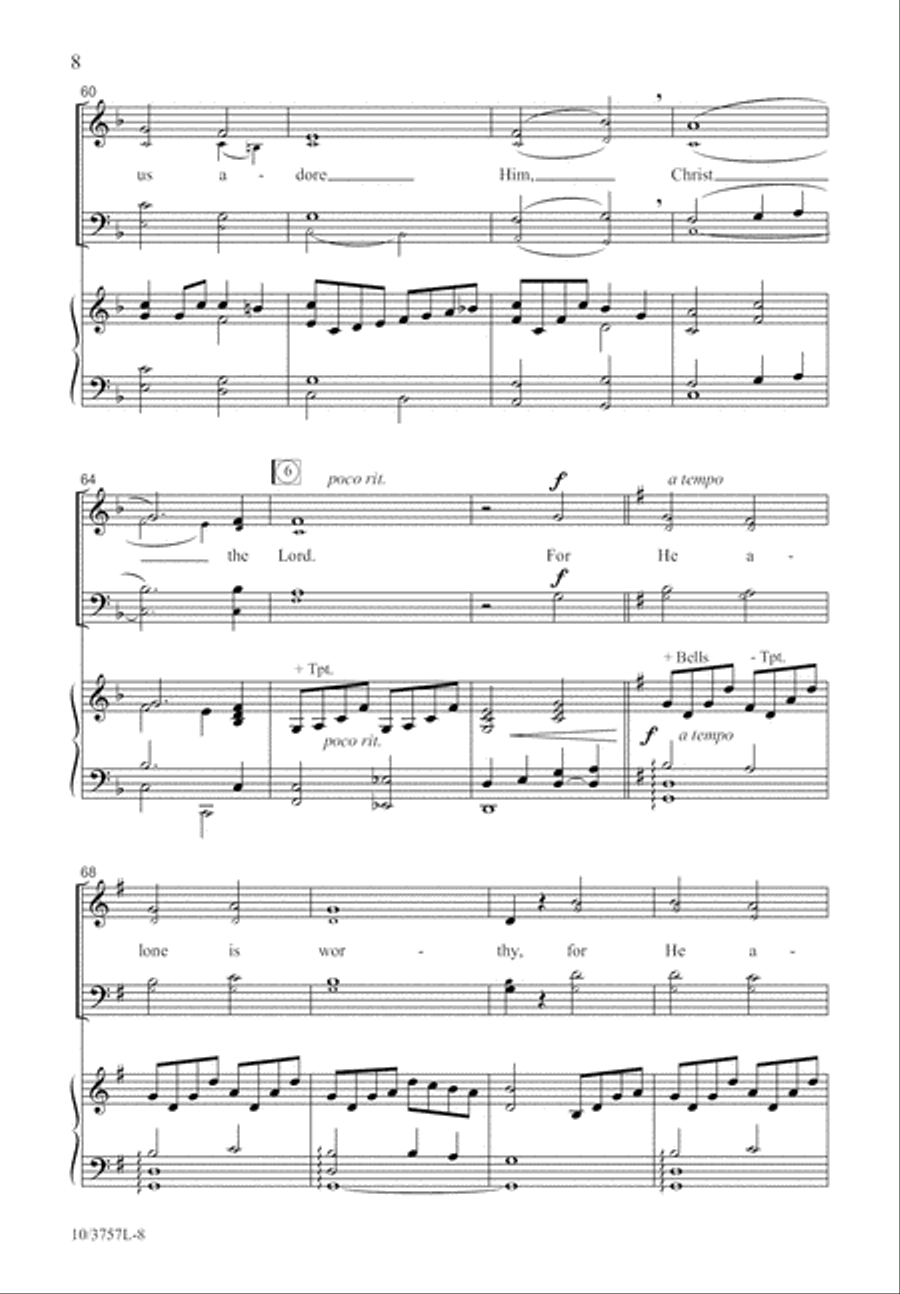 Come, and Adore Him 4-Part scores gallery preview page 8