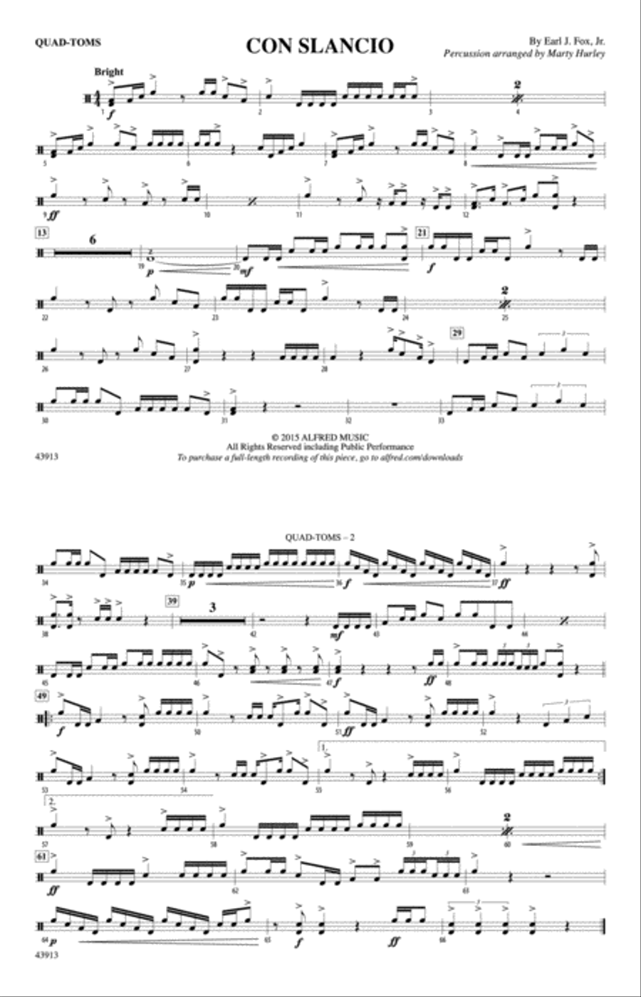 Con Slancio: Quad-Toms Con Slancio: Quad-Toms Marching Band scores gallery preview page 1