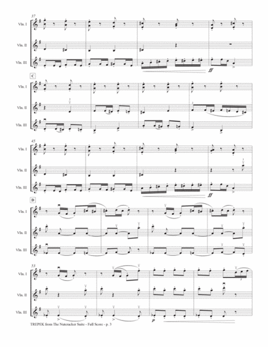 Russian Dance (Trepek) from the Nutcracker, 3 violins - Score Only image number null