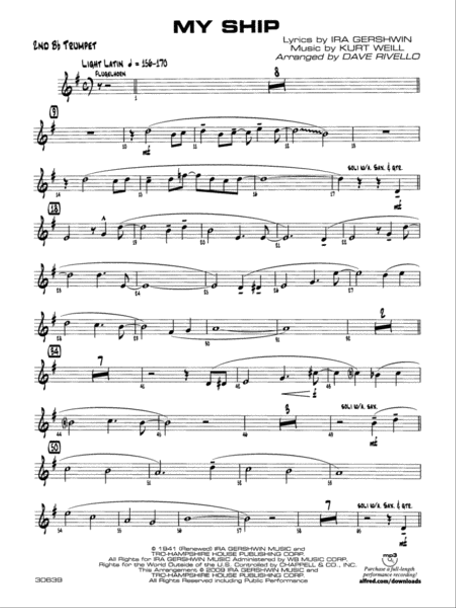 My Ship: 2nd B-flat Trumpet Jazz Ensemble scores gallery preview page 1