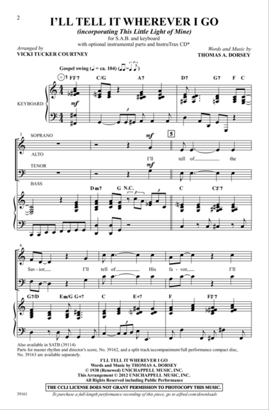 I'll Tell It Wherever I Go Choir scores gallery preview page 2