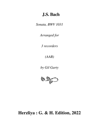 Sonata, BWV 1031 (arranged for 3 recorders (AAB))