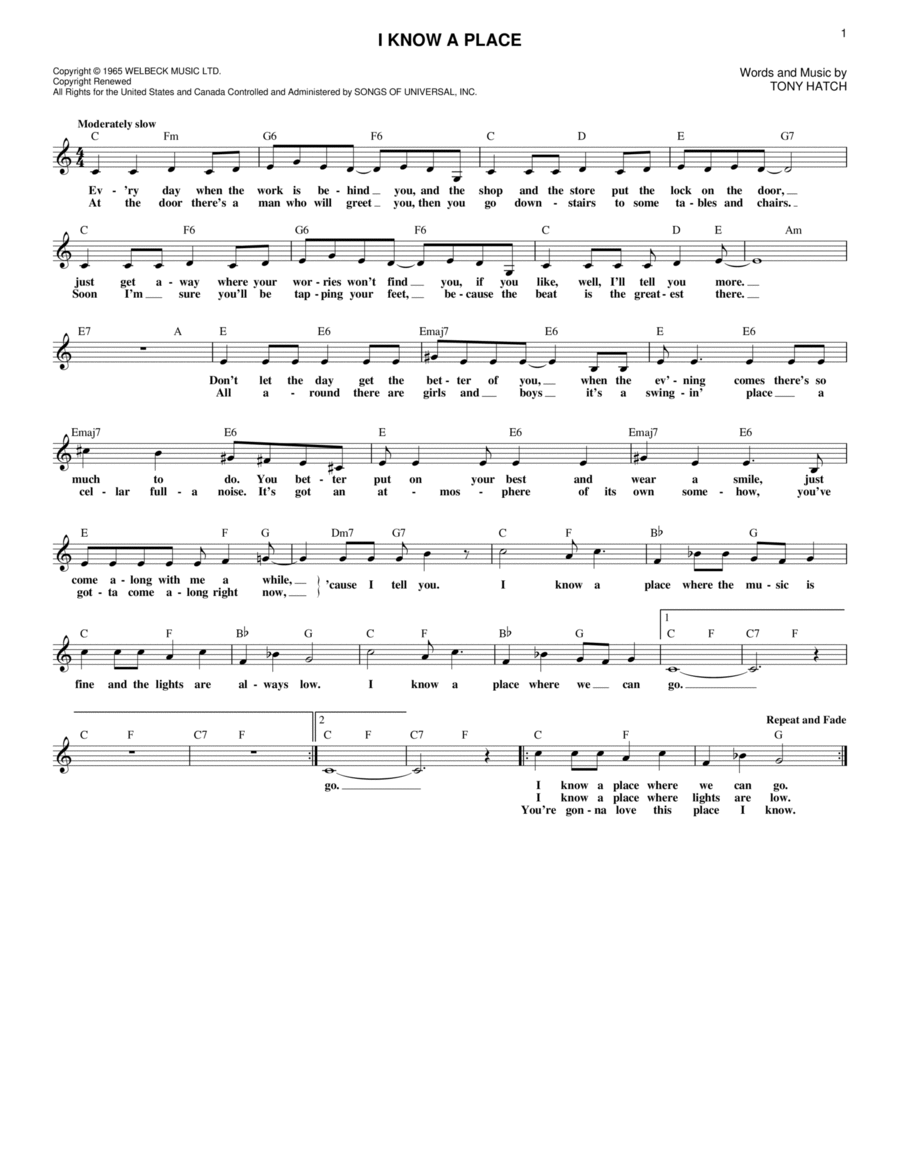 I Know A Place I Know A Place Piano scores gallery preview page 1