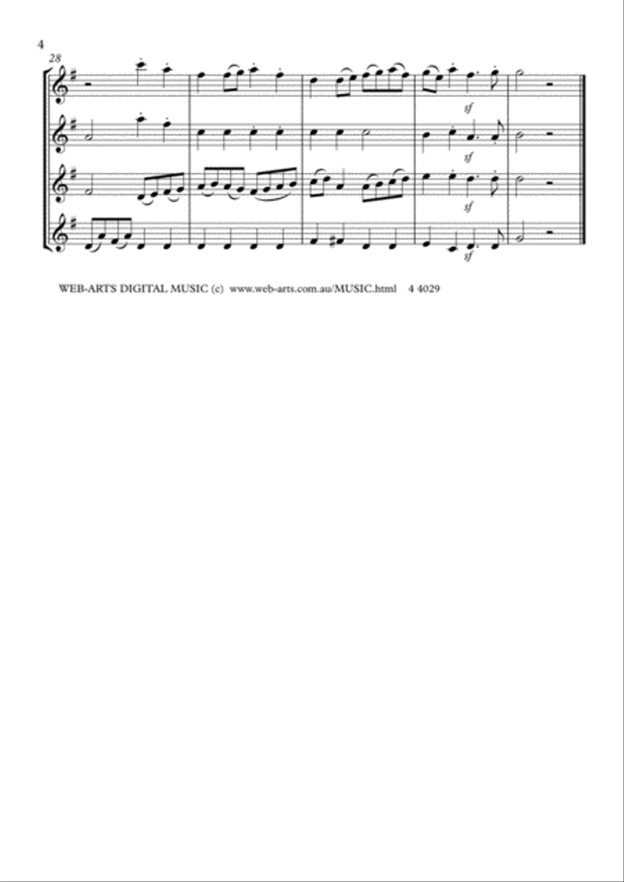 GAVOTTE from French Suite No.5 for 4 flutes - BACH Flute Quartet scores gallery preview page 4