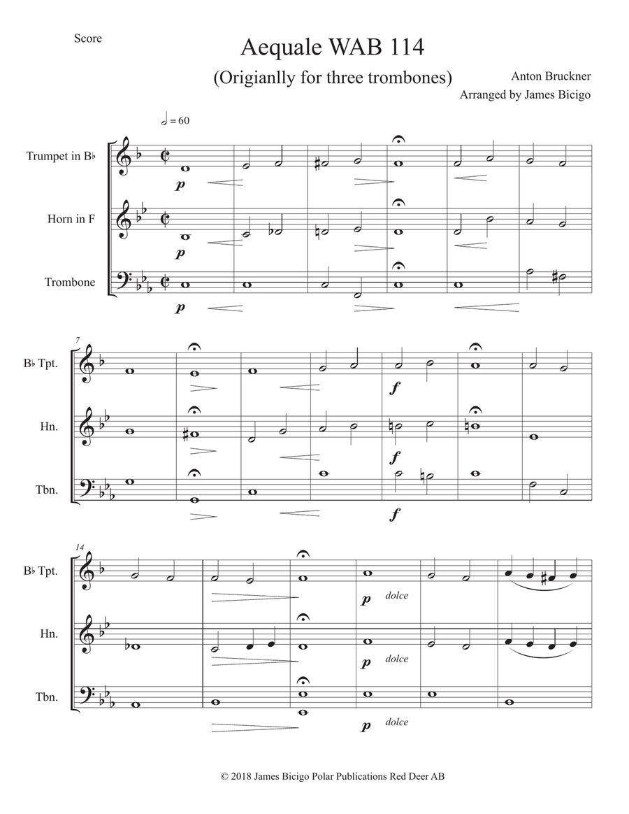 Two Aequale for Brass Trio Brass Trio scores gallery preview page 1