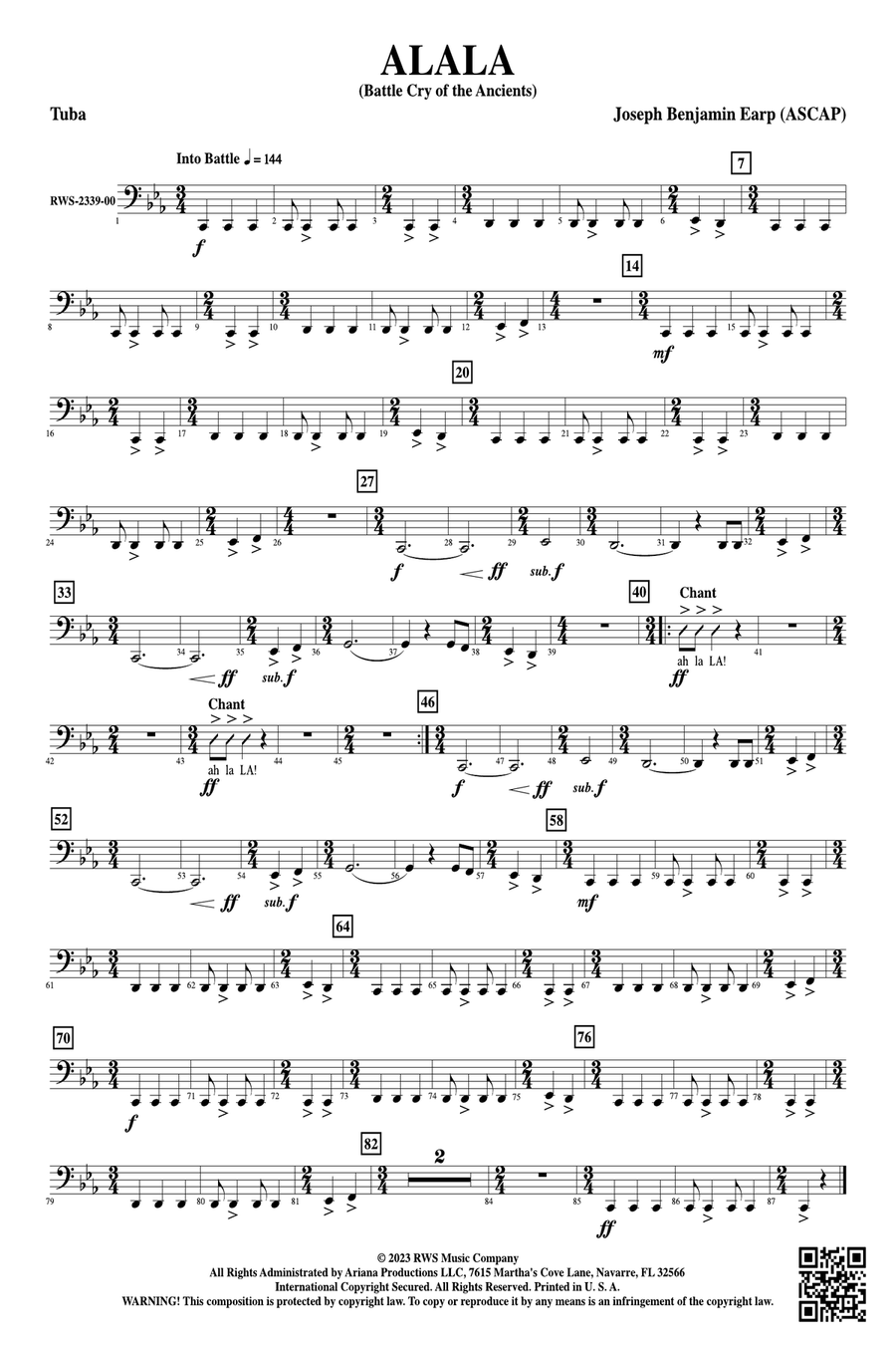Alala - Battle Cry of the Ancients: Tuba Tuba scores gallery preview page 1