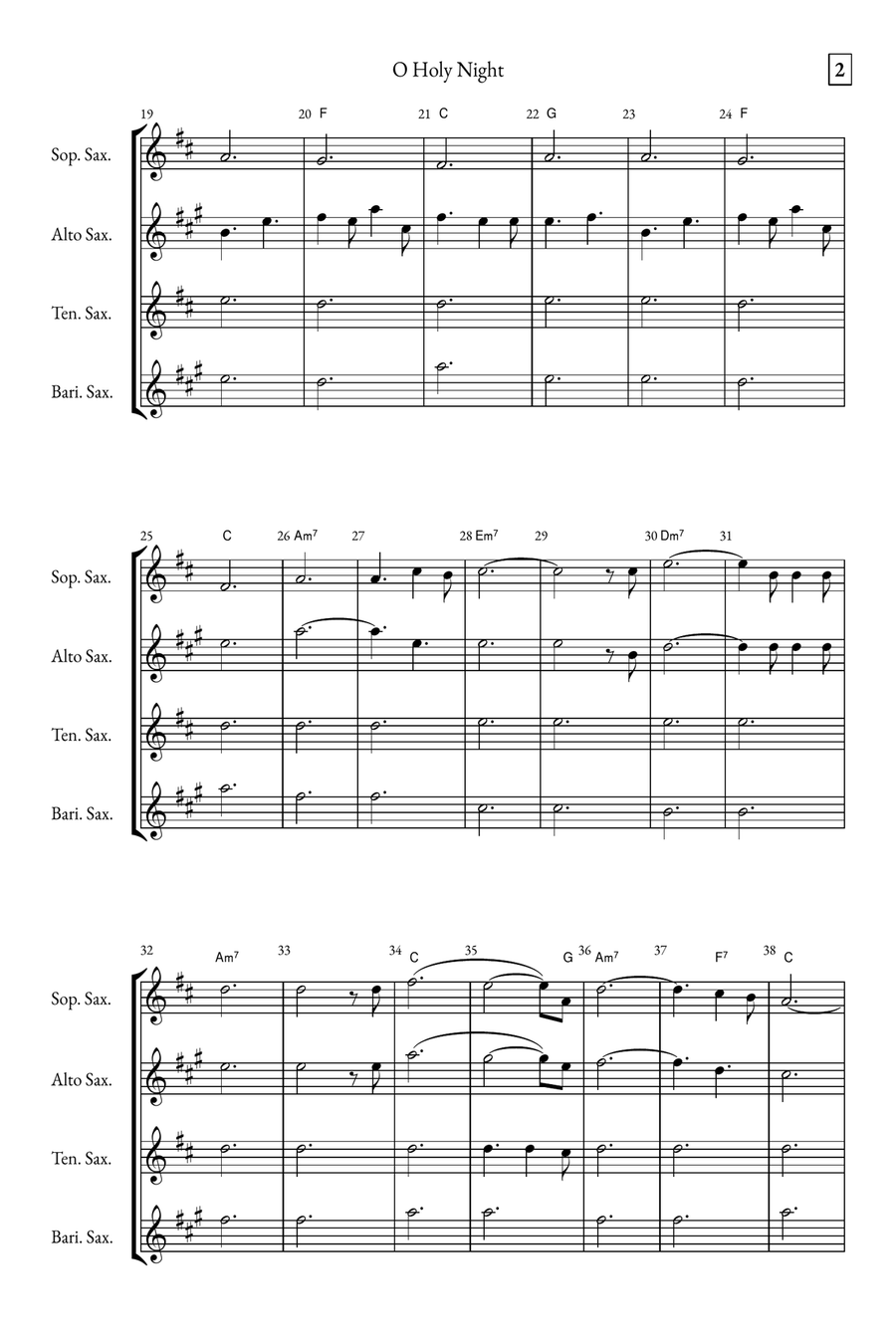 O Holy Night Saxophone Quartet scores gallery preview page 2