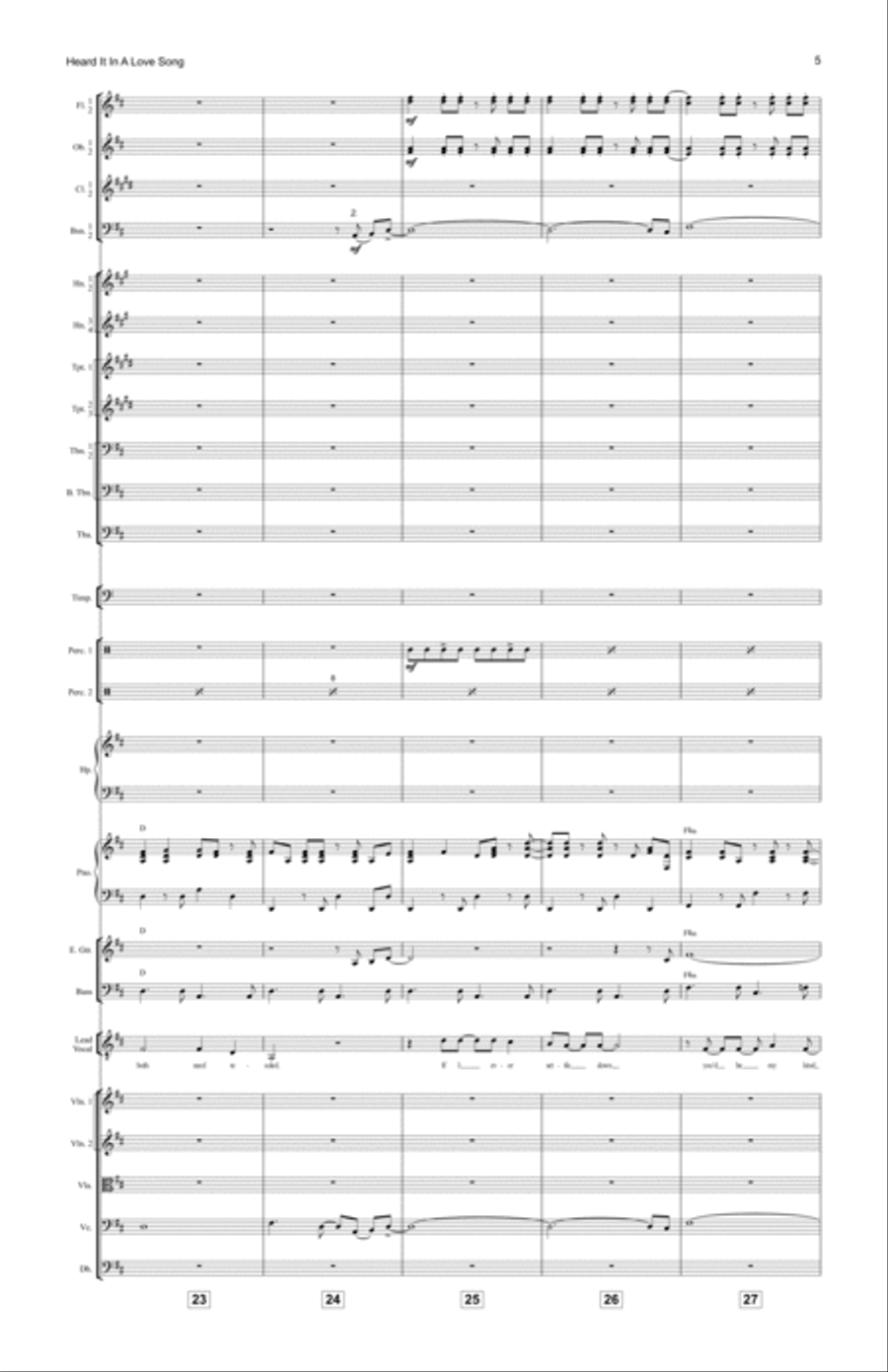 Heard It In A Love Song Full Orchestra scores gallery preview page 5