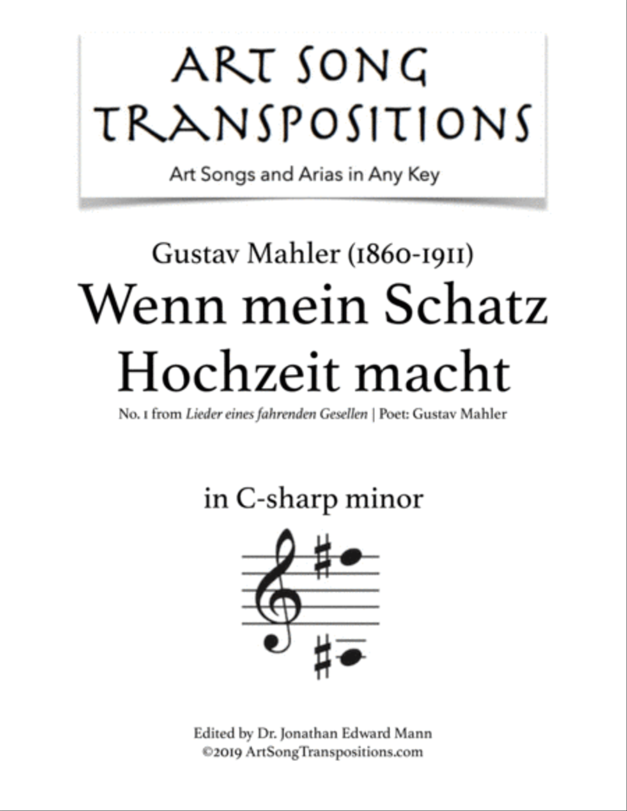 MAHLER: Wenn mein Schatz Hochzeit macht (transposed to C-sharp minor) Voice scores gallery preview page 1