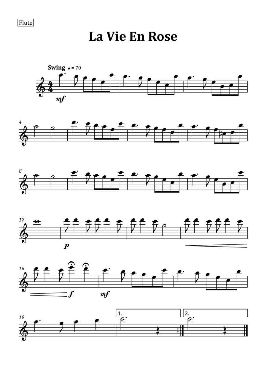 La Vie En Rose Woodwind Quartet scores gallery preview page 4