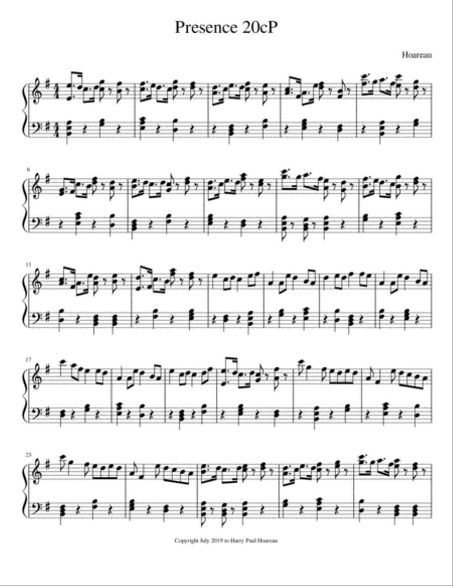 Presence 20c Piano Presence 20c Piano Easy Piano scores gallery preview page 1