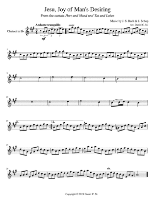 Jesu, Joy of Man's Desiring (Bb clarinet and piano)