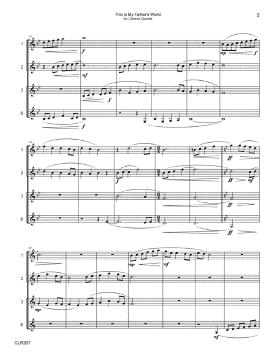 THIS IS MY FATHER'S WORLD - CLARINET QUARTET (SSSB) Clarinet Quartet scores gallery preview page 2
