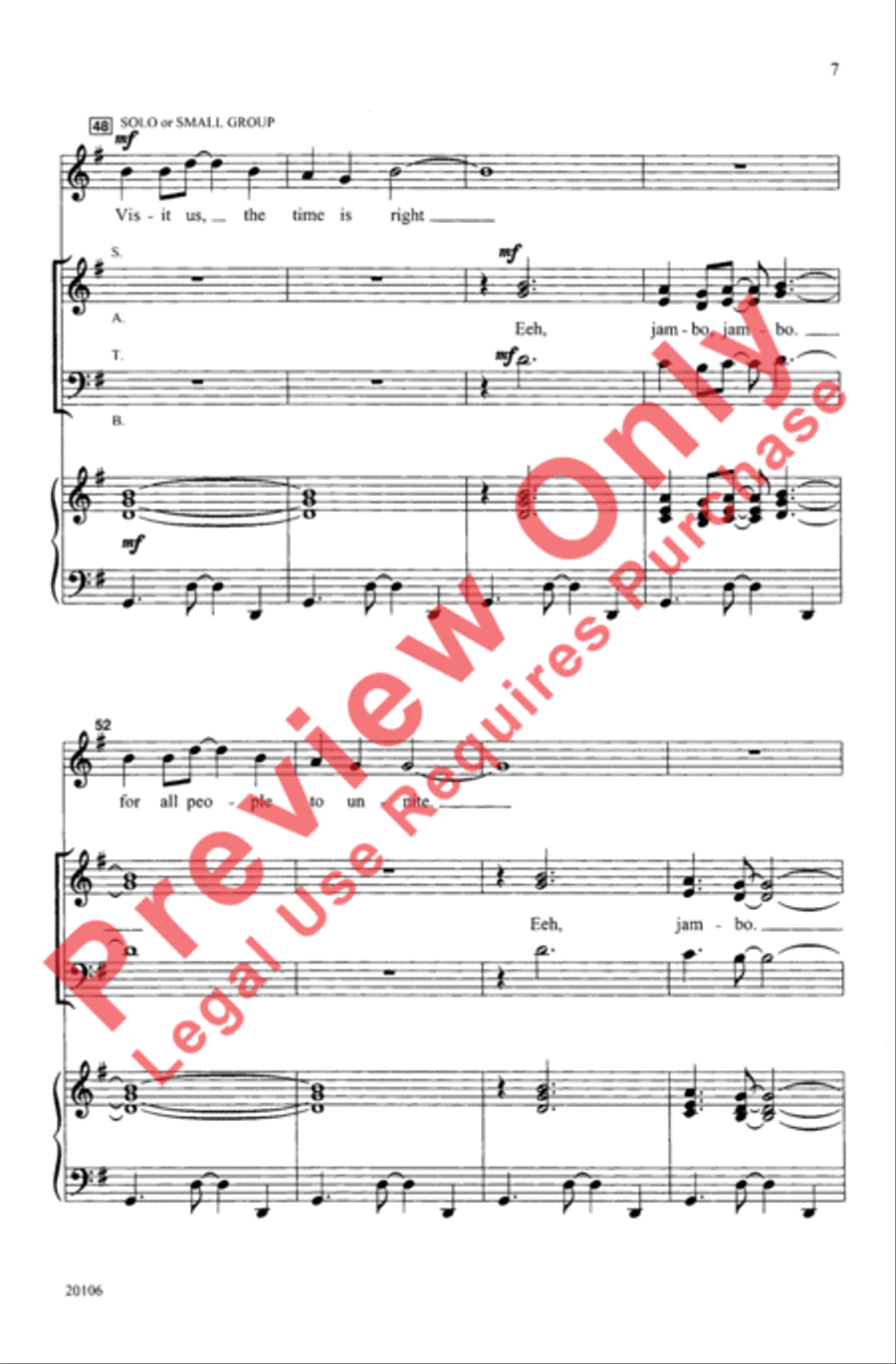 Jambo, Karibu Kwa Afrika Jambo, Karibu Kwa Afrika 4-Part scores gallery preview page 7