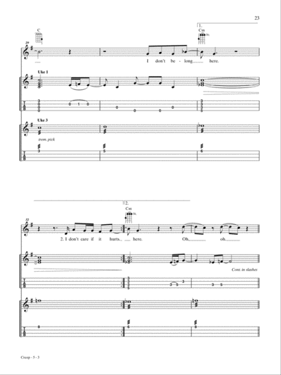 Creep Ukulele scores gallery preview page 3