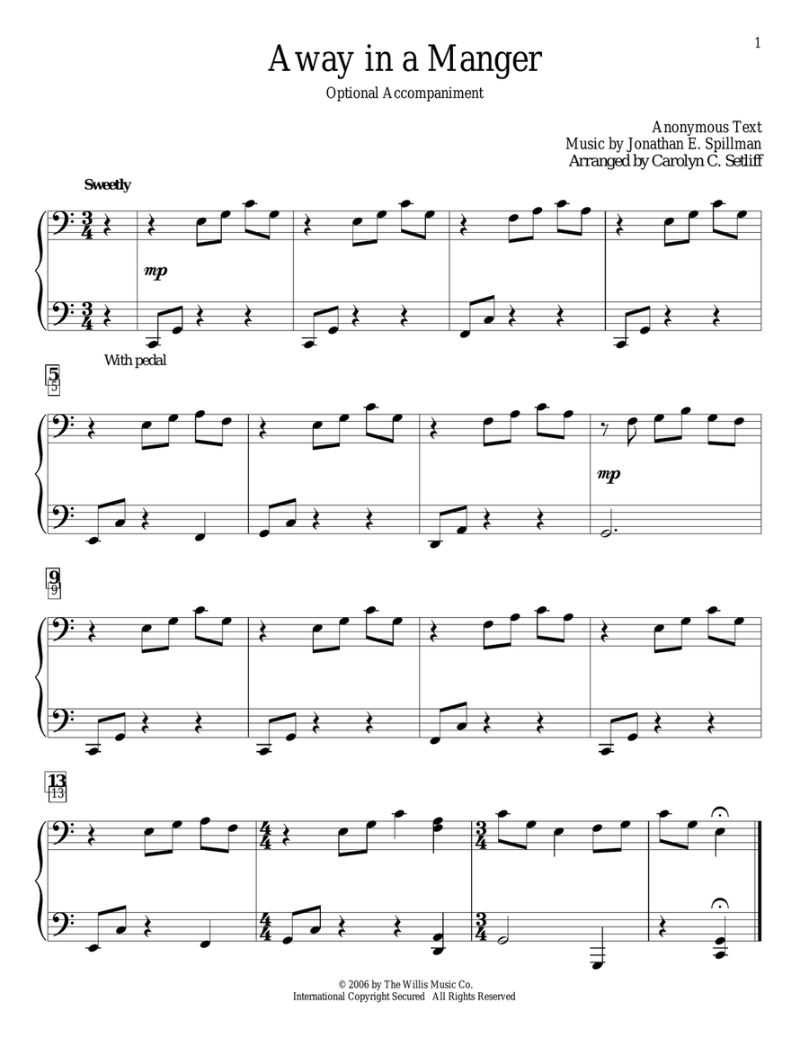 Away In A Manger Easy Piano scores gallery preview page 1