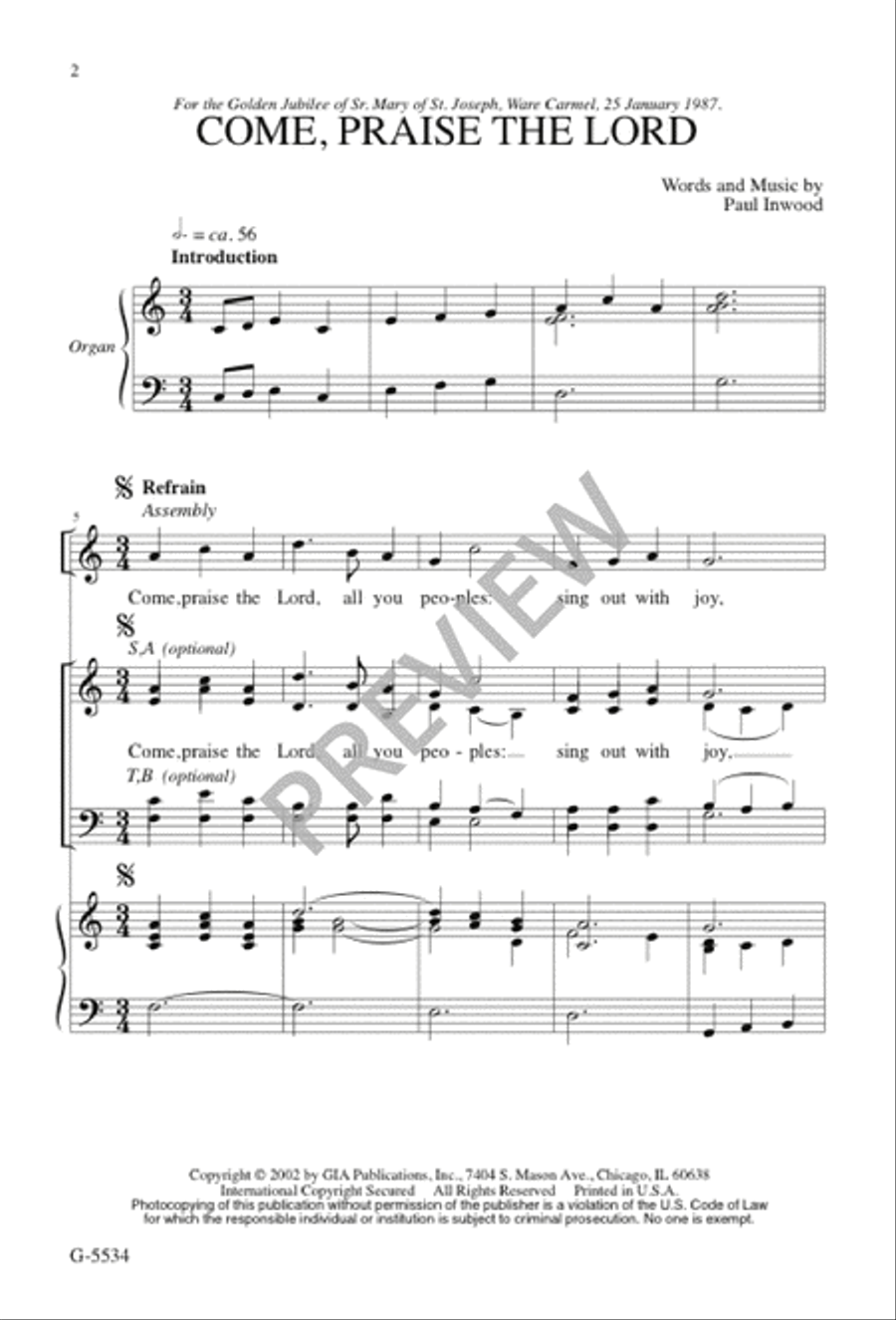 Come, Praise the Lord Come, Praise the Lord 4-Part scores gallery preview page 3