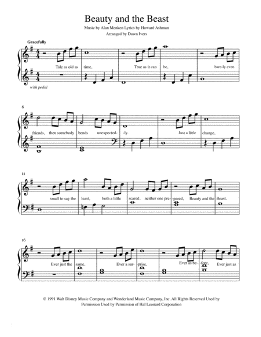 Beauty And The Beast Beauty And The Beast Piano Solo scores gallery preview page 2