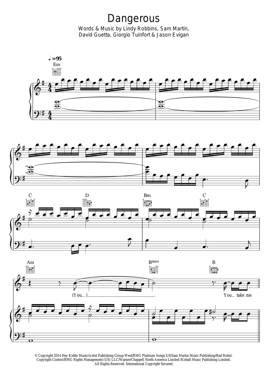 Dangerous (feat. Sam Martin) 3-Part scores gallery preview page 1