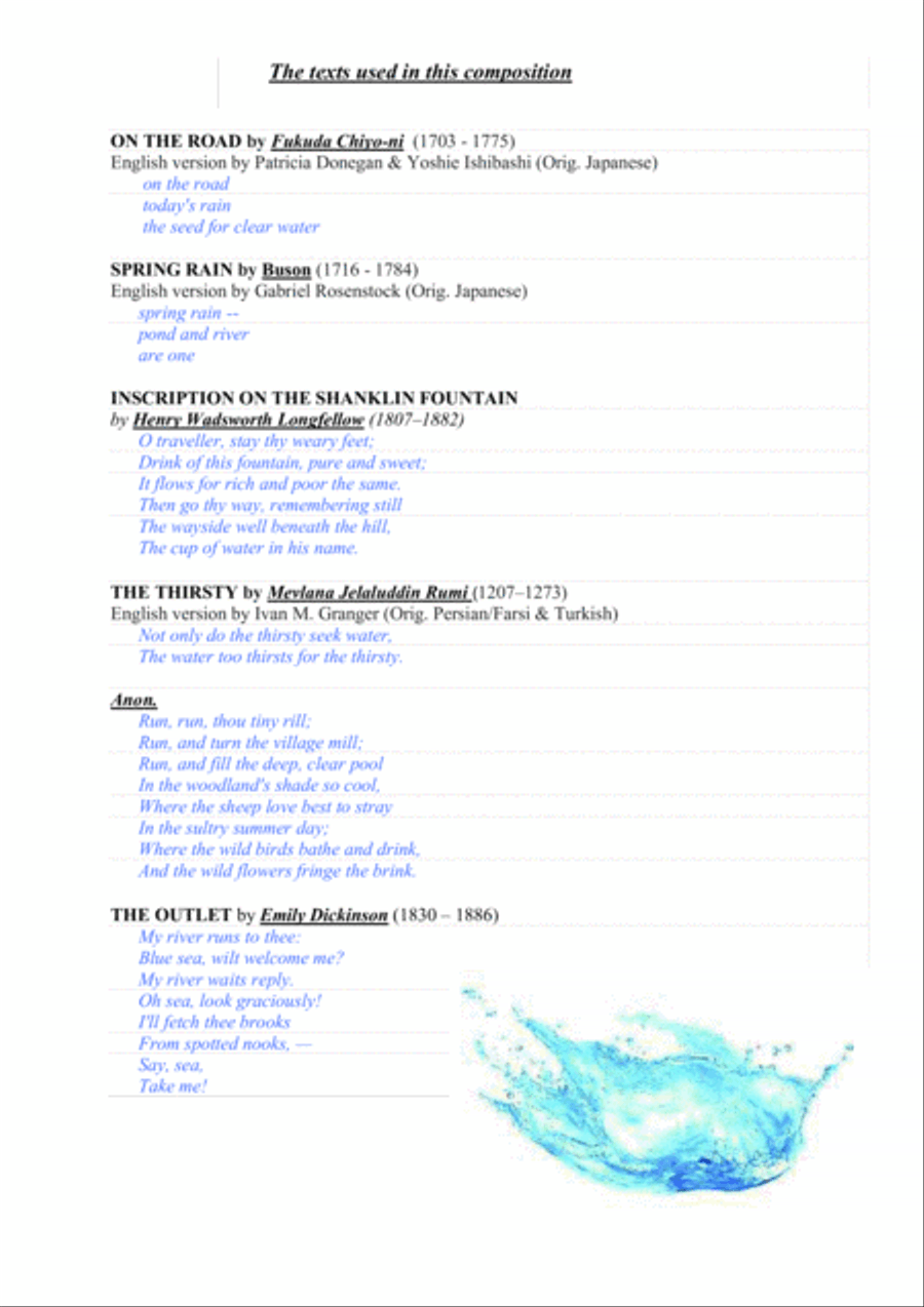 WATER for SATB choir and piano 4-Part scores gallery preview page 2