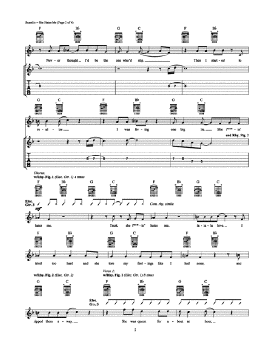 She Hates Me Electric Guitar scores gallery preview page 2