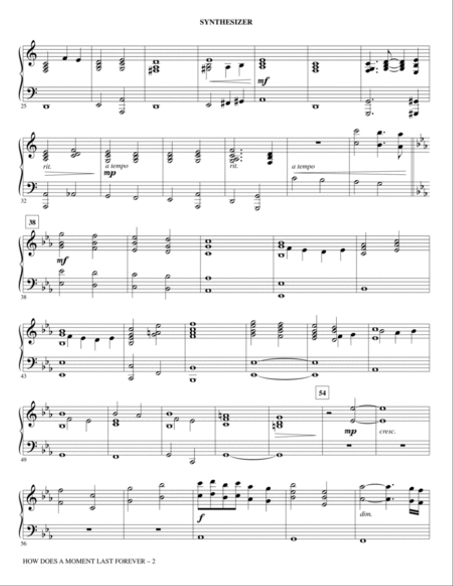 How Does a Moment Last Forever (from Beauty And The Beast) (arr. Mac Huff) - Synthesizer Choir scores gallery preview page 2