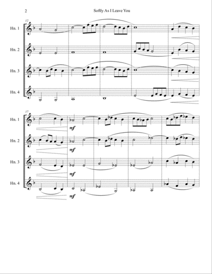 Softly As I Leave You Brass Ensemble scores gallery preview page 3