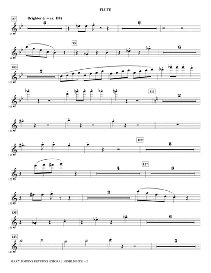 Mary Poppins Returns (Choral Highlights) (arr. Roger Emerson) - Flute Choir scores gallery preview page 2