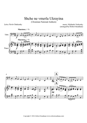 Book cover for Shche ne vmerla Ukrayina (Ukrainian National Anthem) - TUBA/Eb BASS (Bass/Treble parts included)