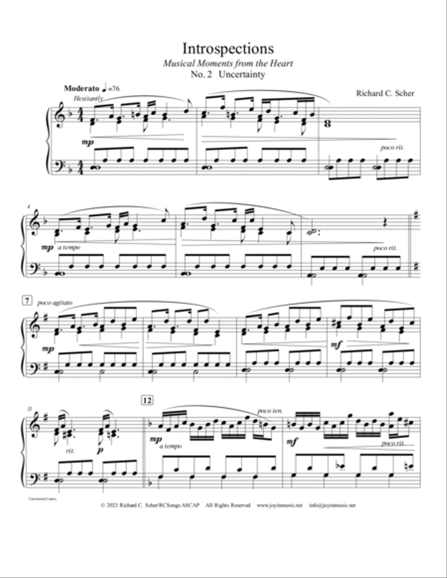 INTROSPECTIONS: Musical Moments from the Heart, Nos. 1, 2, 3 Piano Solo scores gallery preview page 4