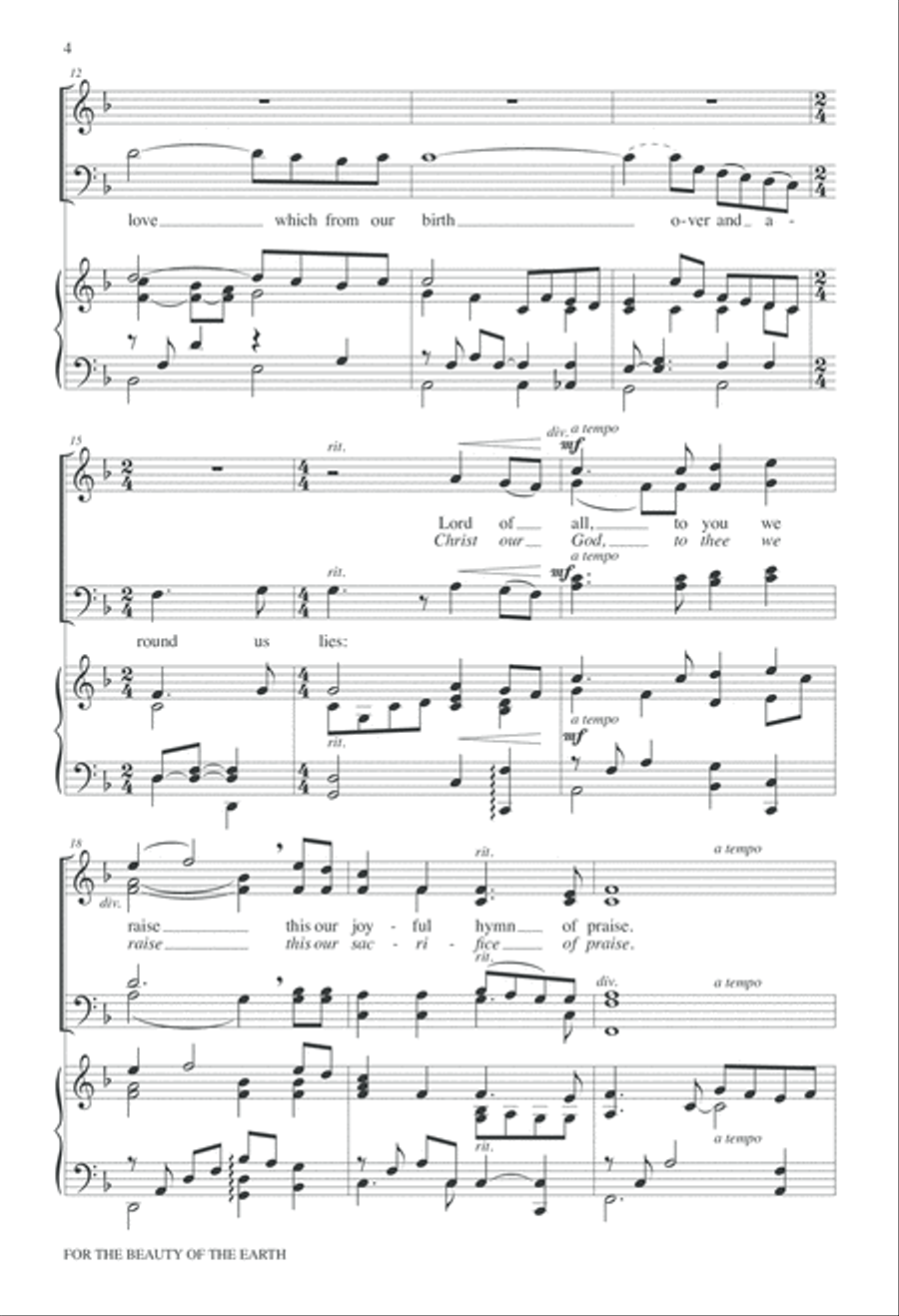 For the Beauty of the Earth 4-Part scores gallery preview page 5