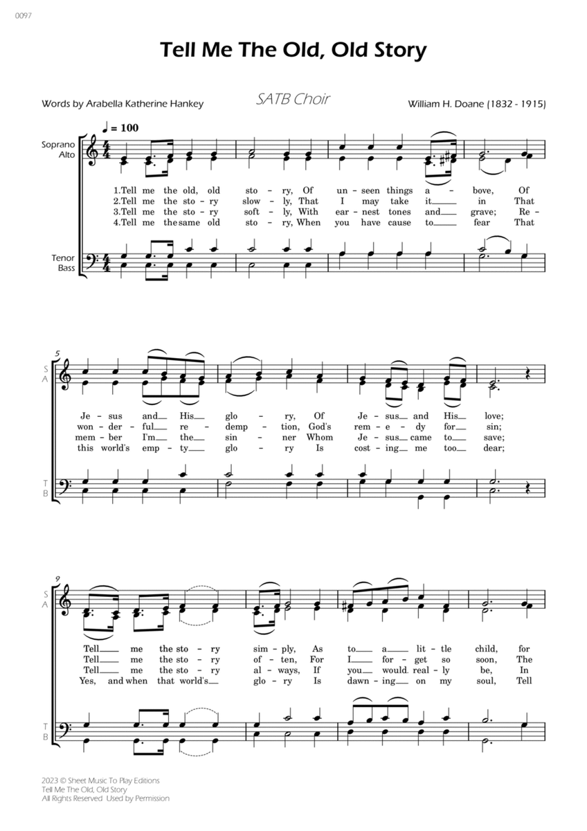 Tell Me The Old, Old Story - SATB Choir image number null
