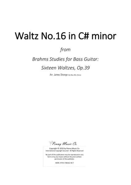 Brahms Waltz No.16 in C# minor for Bass Guitar